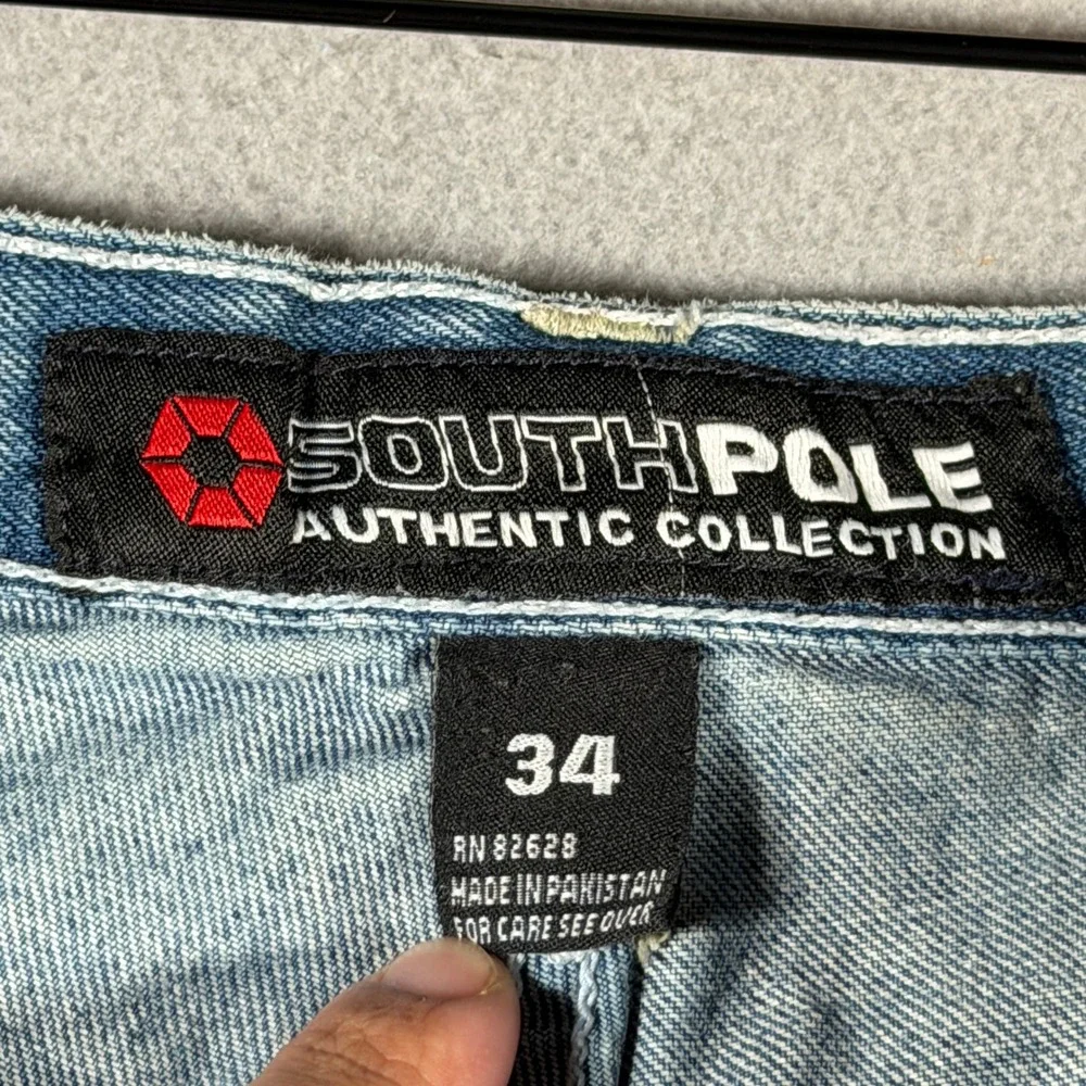 Vintage Southpole Baggy Jeans Mens 34 Light Wash Wide Leg Y2K Streetwear RN82628
